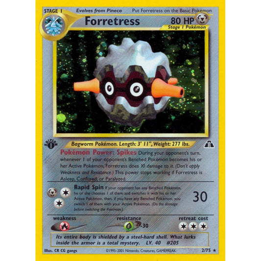 Forretress Holo Rare 2/75 Pokemon Card Game Neo Discovery