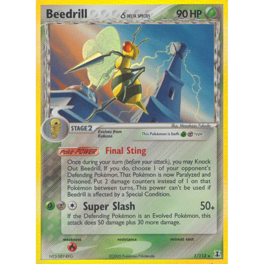 Beedrill Holo Rare 1/113 Pokemon Card Game Delta Species