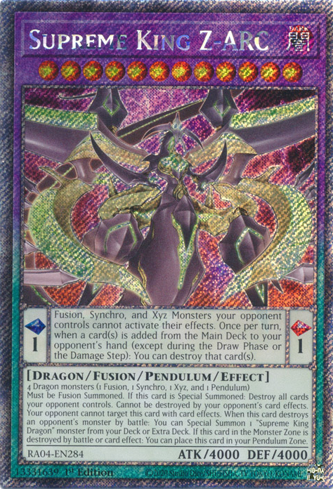 Supreme King Z-ARC RA04-EN284 QCR Quarter Century Secret Rare Yu-Gi-Oh Quarter Century Stampede in Art