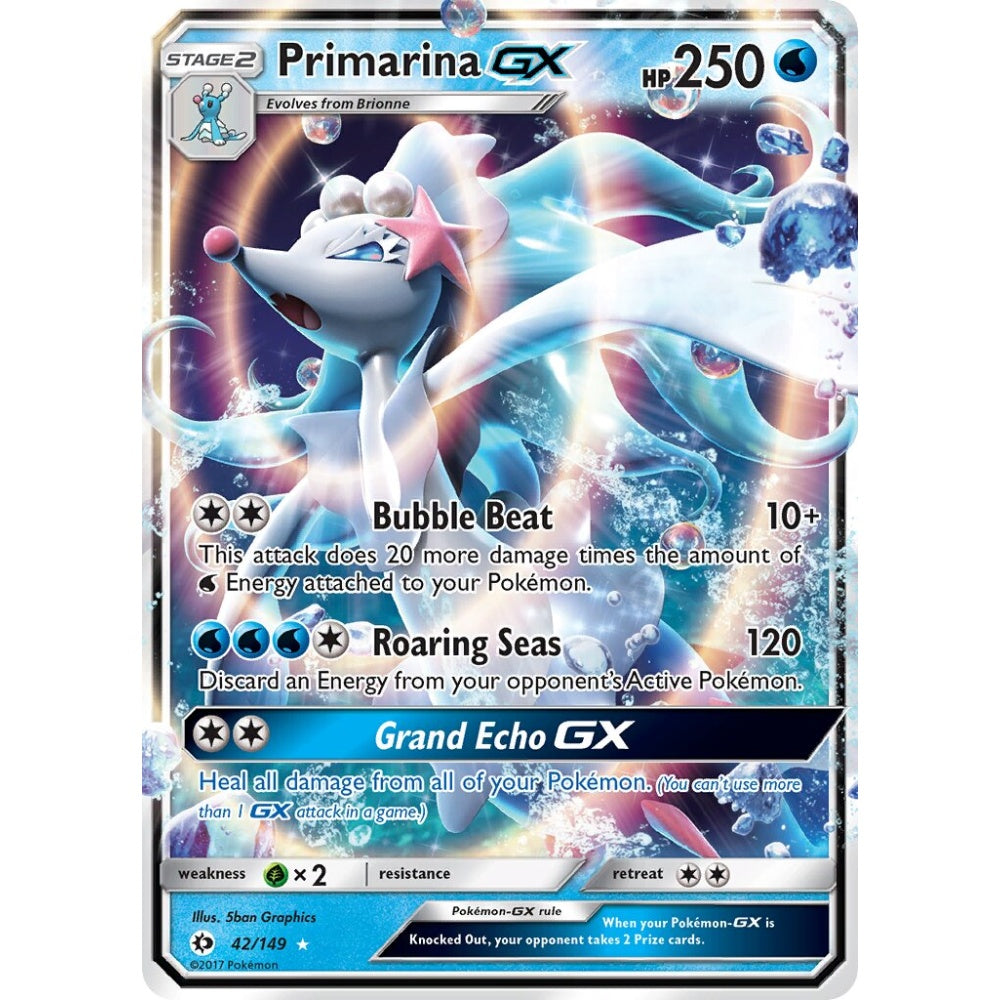 Primarina-GX Rare Holo GX 42/149 Pokemon Card Game Sun & Moon