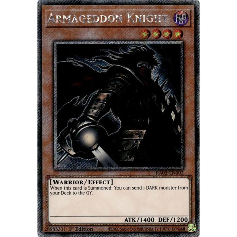 Armageddon Knight (Platinum Secret Rare) RA03-EN002 Platinum Rare Yu-Gi-Oh Quarter Century Bonanza