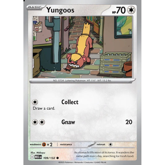 Yungoos Common 109/132 Pokemon Card Game Mega Evolution