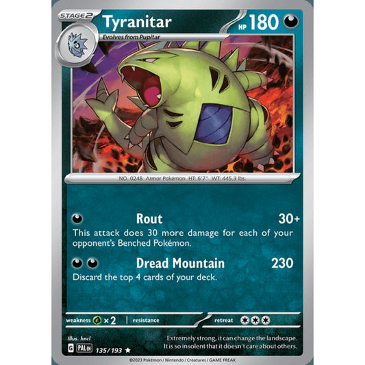 Tyranitar Rare 135/193 Pokemon Card Game Paldea Evolved