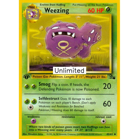 Weezing Uncommon 45/62 Pokemon Card Game Fossil