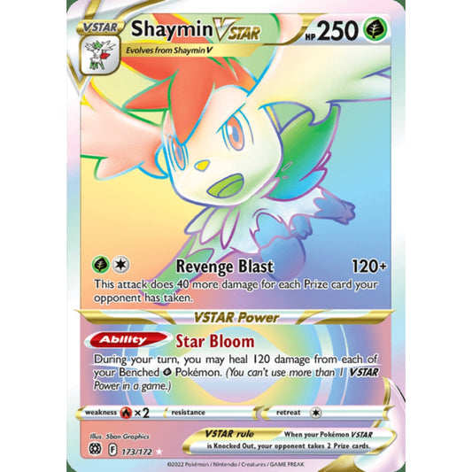 Shaymin VSTAR Rainbow Rare 173/172 Pokemon Card Game Brilliant Stars