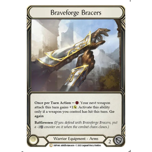 Braveforge Bracers 1HP144 Legendary Flesh & Blood Trading Card Game History Pack 1 in Regular Art
