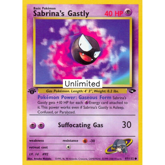 Sabrina's Gastly Common 97/132 Pokemon Card Game Gym Challenge