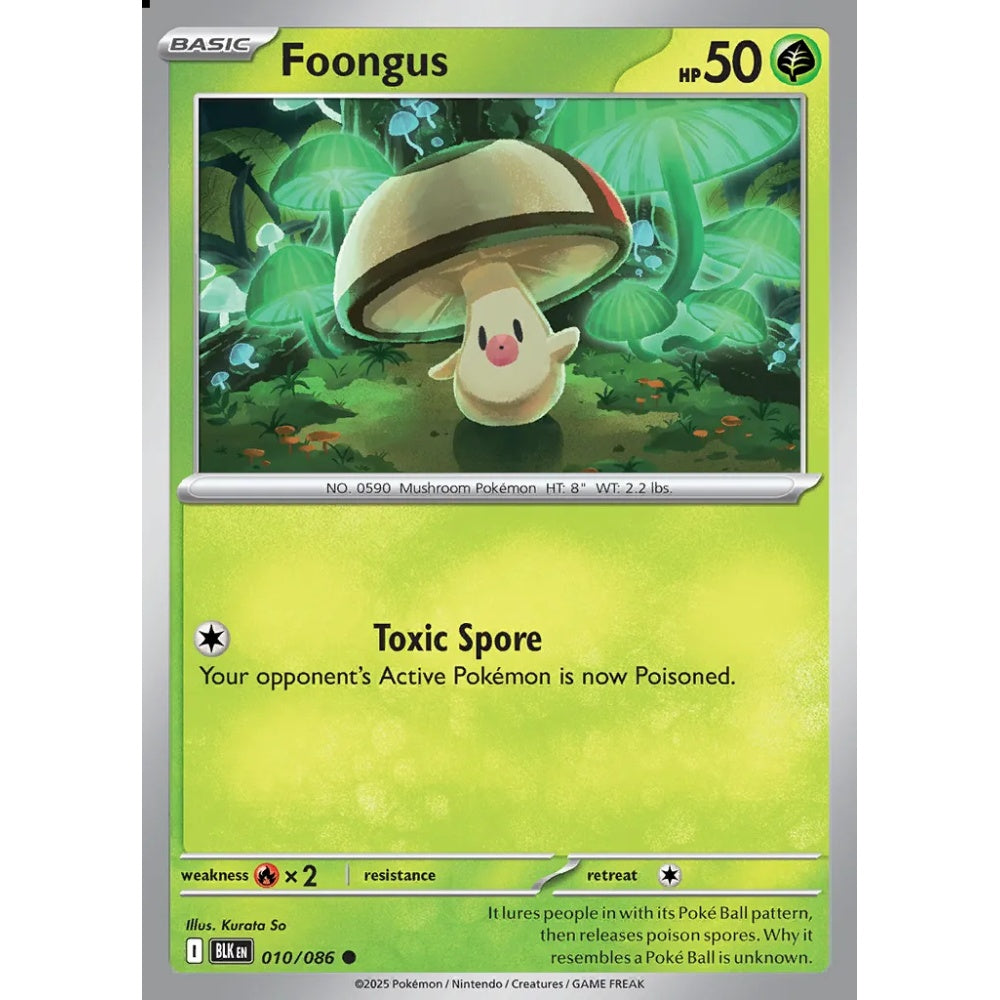 Foongus Common 010/086 Pokemon Card Game Black Bolt