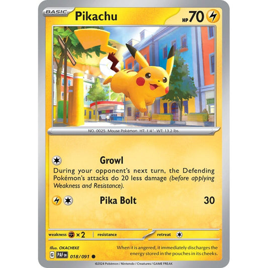 Pikachu Common 018/091 Pokemon Card Game Paldean Fates
