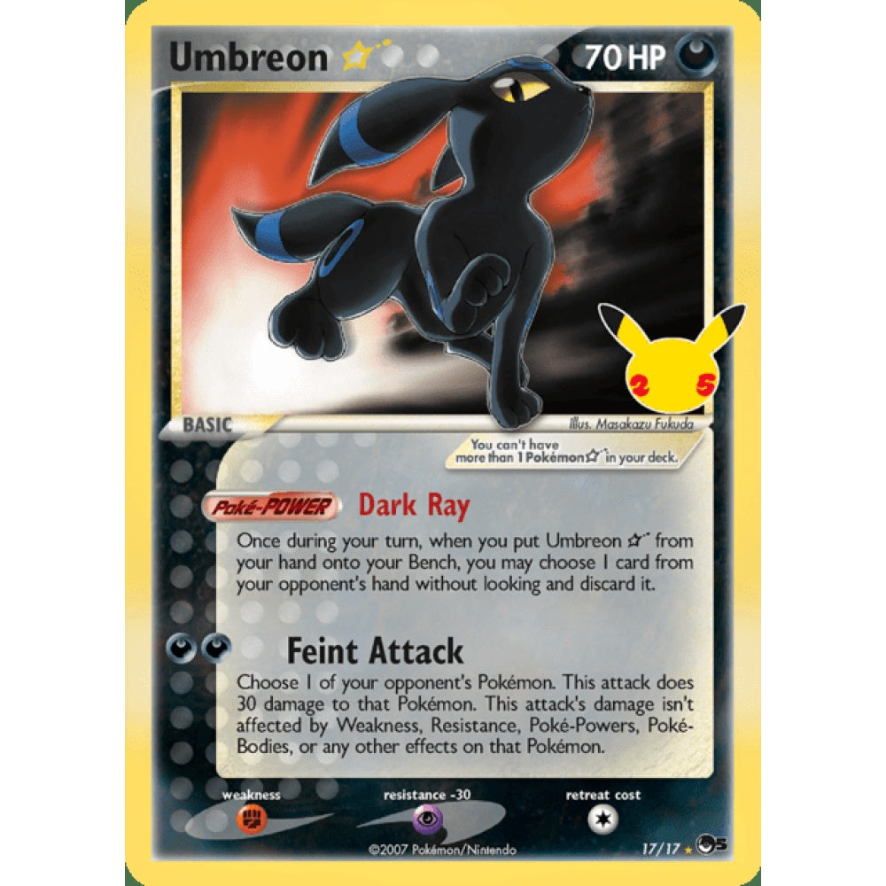 Umbreon Star Ultra Rare 17/17 Pokemon Card Game Celebrations