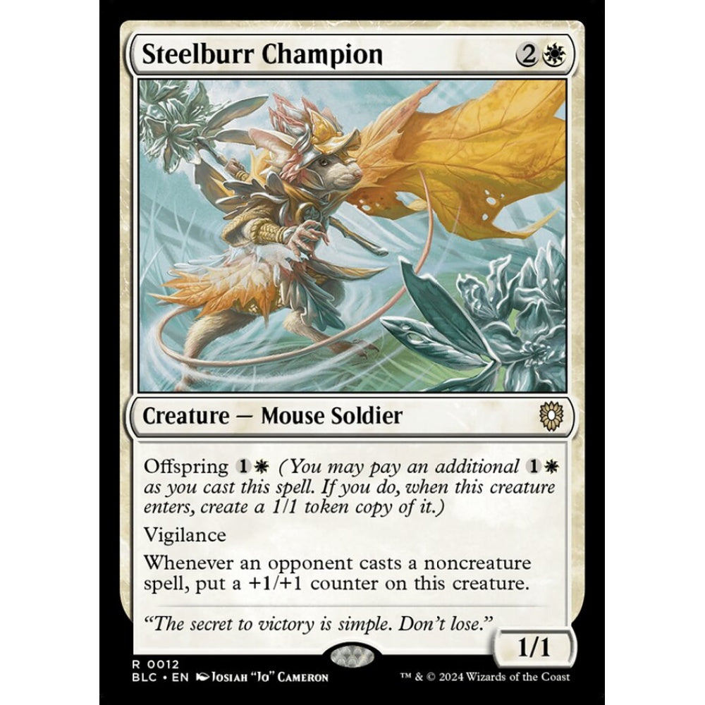 Steelburr Champion, 12, rare, Magic: The Gathering, Bloomburrow