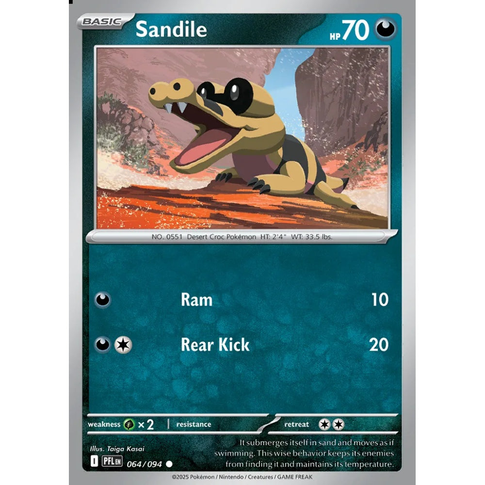 Sandile Common 064/094 Pokemon Card Game Phantasmal Flames