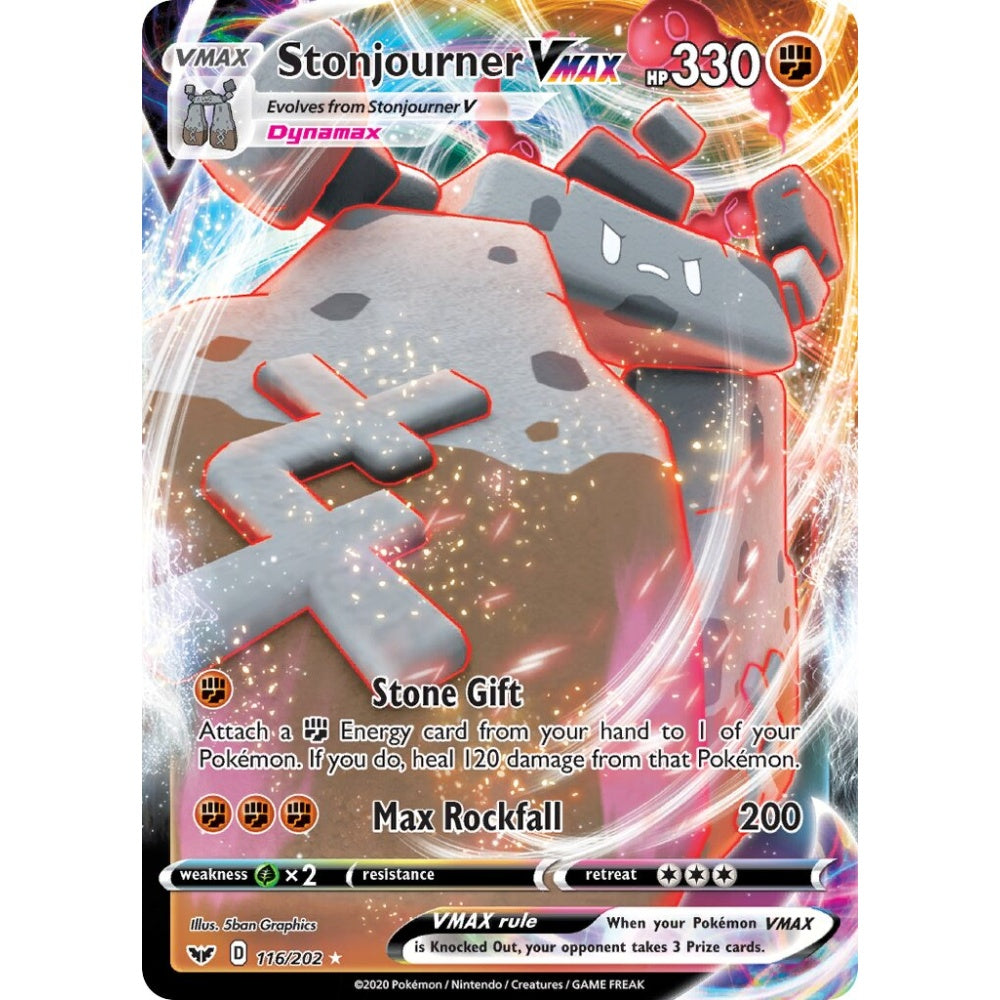 Stonjourner VMAX Holo Rare VMAX 116/202 Pokemon Card Game Sword & Shield