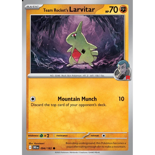 Team Rocket's Larvitar Common 094/182 Pokemon Card Game Destined Rivals