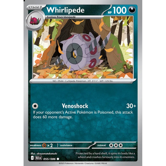 Whirlipede Common 055/086 Pokemon Card Game Black Bolt