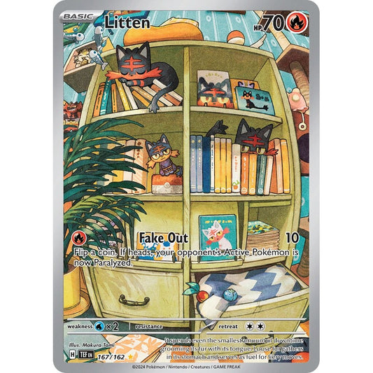 Litten Illustration Rare 167/162 Pokemon Card Game Temporal Forces
