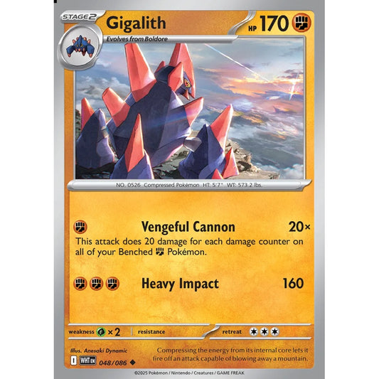 Gigalith Uncommon 048/086 Pokemon Card Game White Flare