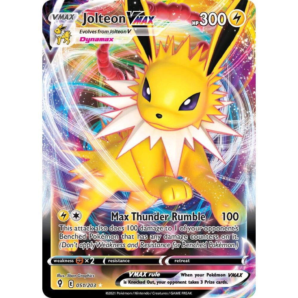 Jolteon VMAX Holo Rare VMAX 051/203 Pokemon Card Game Evolving Skies