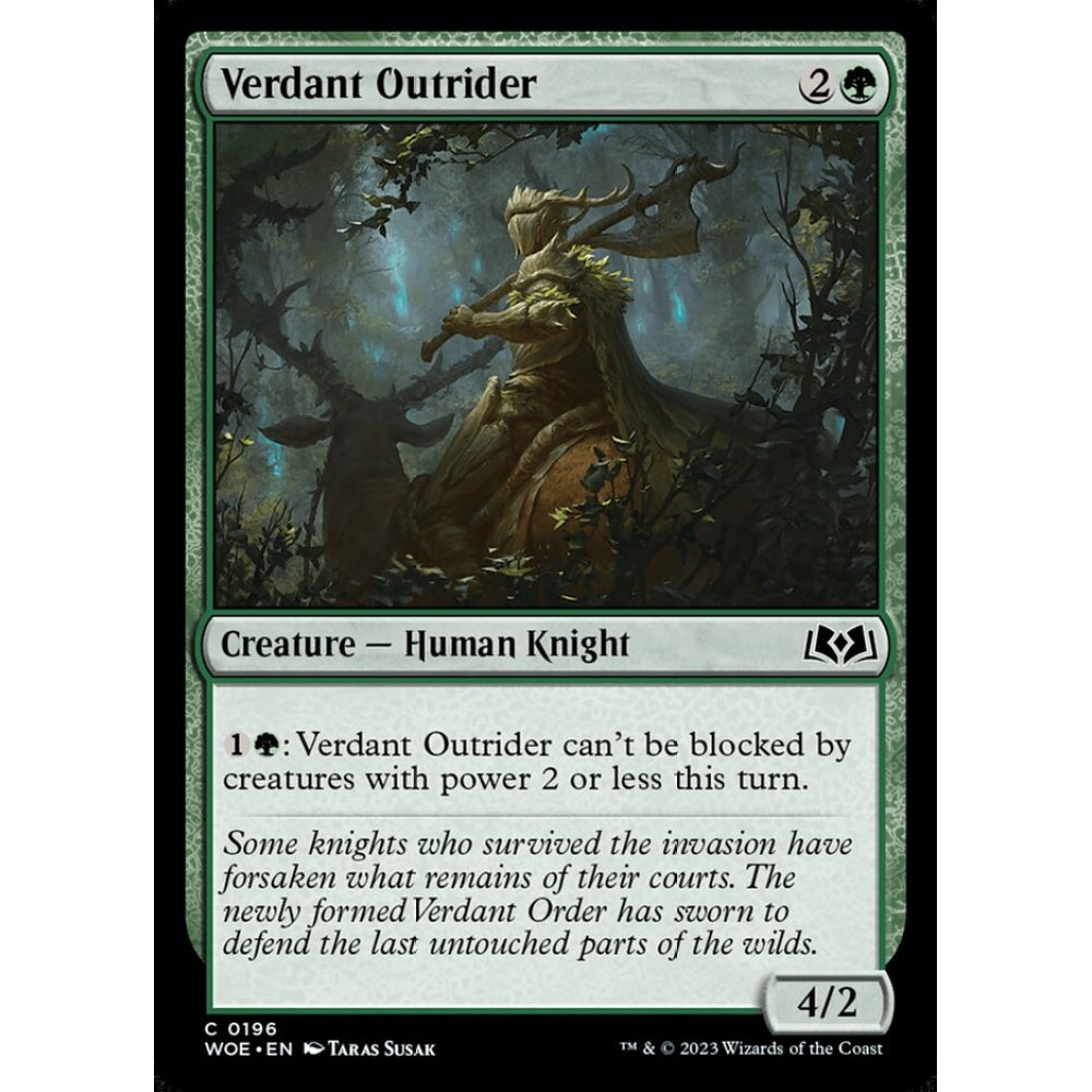 Verdant Outrider, common, 196, Magic the Gathering, Wilds of Eldraine