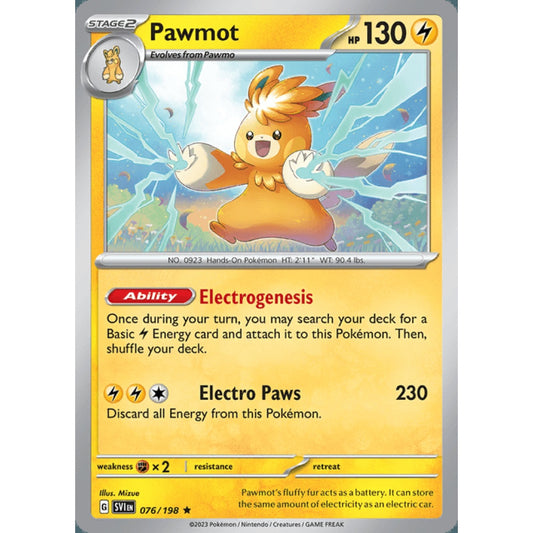 Pawmot Rare 076/198 Pokemon Card Game Scarlet & Violet