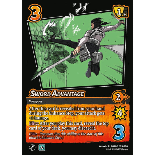Sword Advantage, 129/186, AOT02, Universus, Attack on Titan: Origins of Power, Attack, R