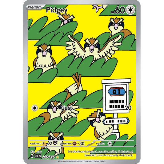 Pidgey Illustration Rare 207/197 Pokemon Card Game Obsidian Flames