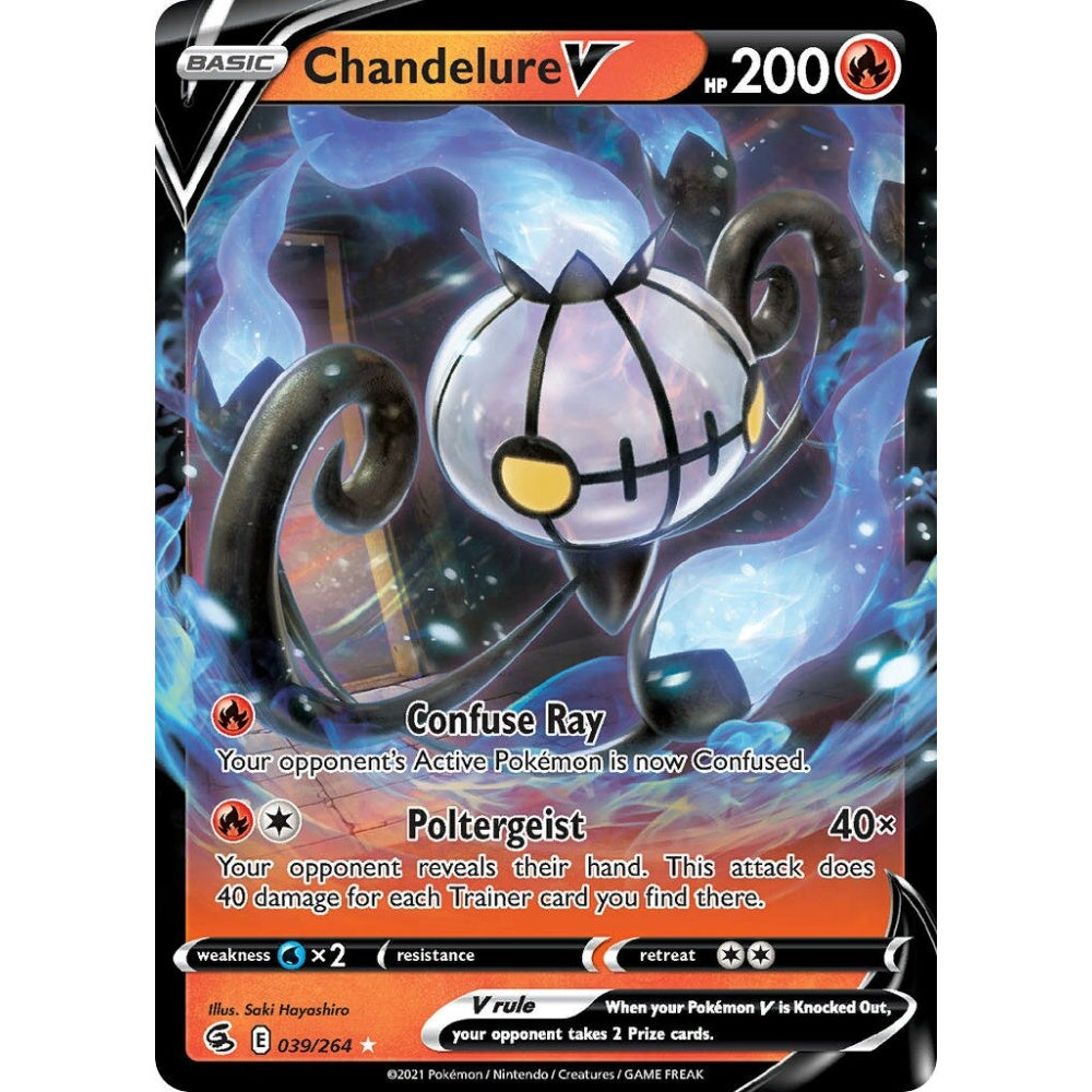 Chandelure V Holo Rare V 039/264 Pokemon Card Game Fusion Strike
