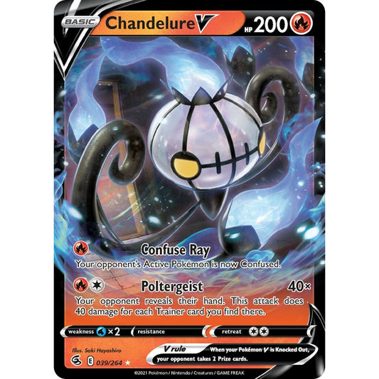 Chandelure V Holo Rare V 039/264 Pokemon Card Game Fusion Strike