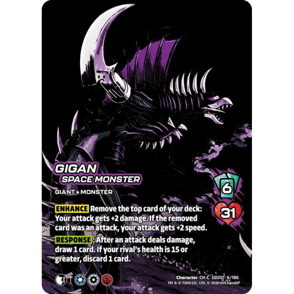 Gigan, Space Monster GDZ01 6/186 GDZ01 Universus Godzilla: Reign of Kaiju Character CH
