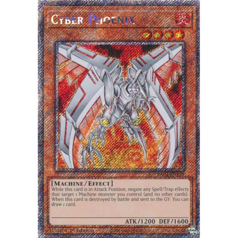 Cyber Phoenix RA04-EN129 Platinum Platinum Secret Rare Yu-Gi-Oh Quarter Century Stampede in Art