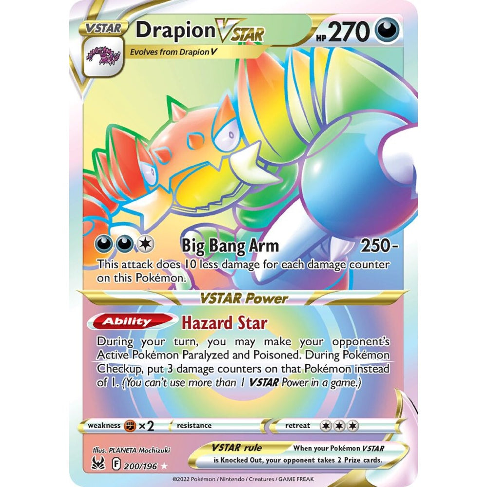 Drapion VSTAR Rare Rainbow 200/196 Pokemon Card Game Lost Origin