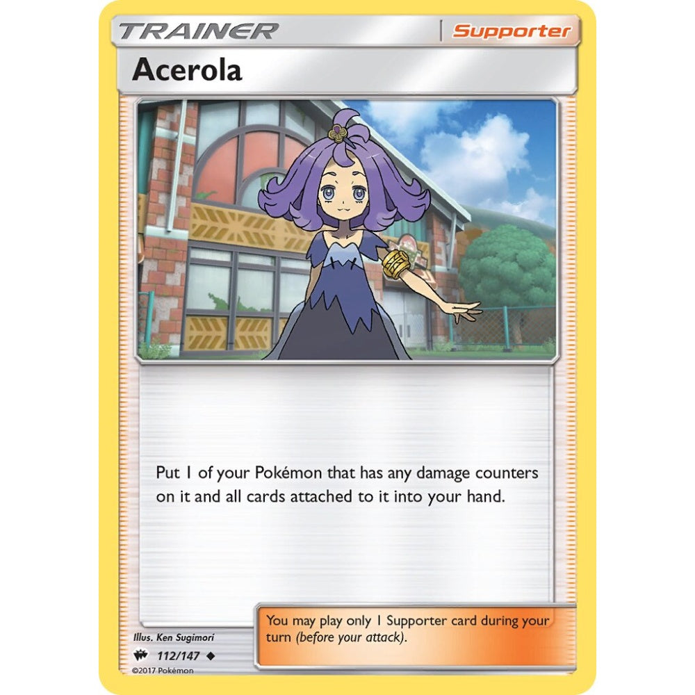 Acerola Uncommon 112/147 Pokemon Card Game Burning Shadows