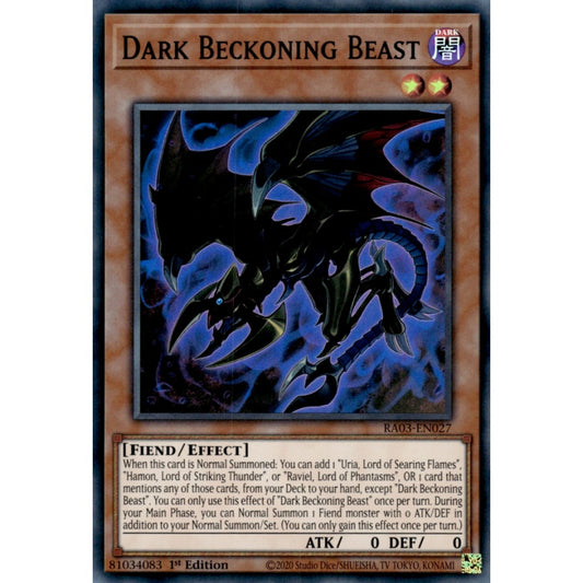 Dark Beckoning Beast RA03-EN027 Super Super Rare Yu-Gi-Oh Quarter Century Bonanza in Art