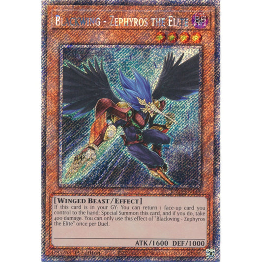 Blackwing - Zephyros the Elite RA04-EN145 Platinum Platinum Secret Rare Yu-Gi-Oh Quarter Century Stampede in Art
