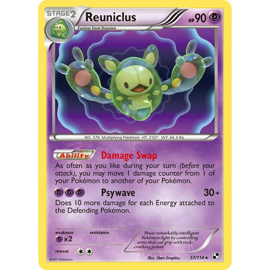 Reuniclus Rare Holo 57/114 Pokemon Card Game Black & White