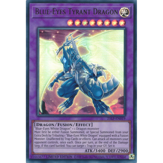 Blue-Eyes Tyrant Dragon MP25-EN042 Starlight Starlight Rare Yu-Gi-Oh 2025 Mega-Pack Tin in Art