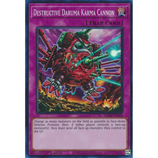 Destructive Daruma Karma Cannon RA04-EN103 QCR Quarter Century Secret Rare Yu-Gi-Oh Quarter Century Stampede in Art
