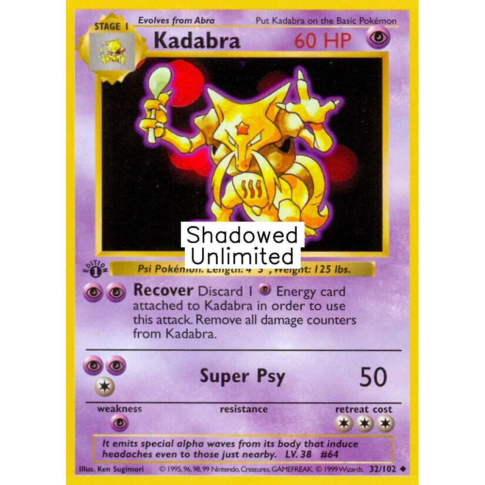 Kadabra Uncommon 32/102 Pokemon Card Game Base Set