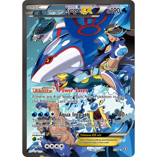 Team Aqua's Kyogre-EX Rare Ultra 6/34 Pokemon Card Game Double Crisis