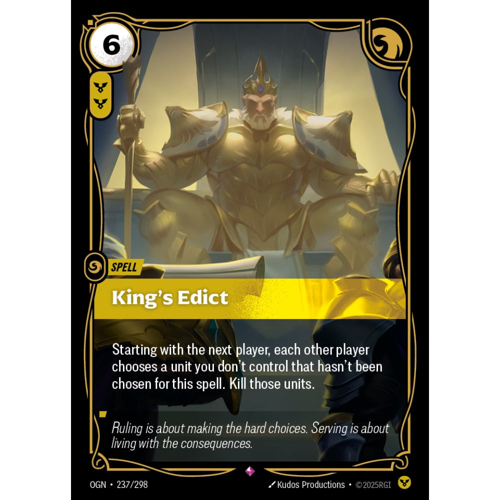 King's Edict OGN-237/298 Riftbound Card Game Origins Rare