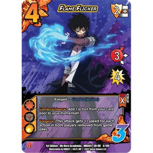 Flame Flicker, 004/108, XR-UR, UniVersus, MHA04 League of Villains