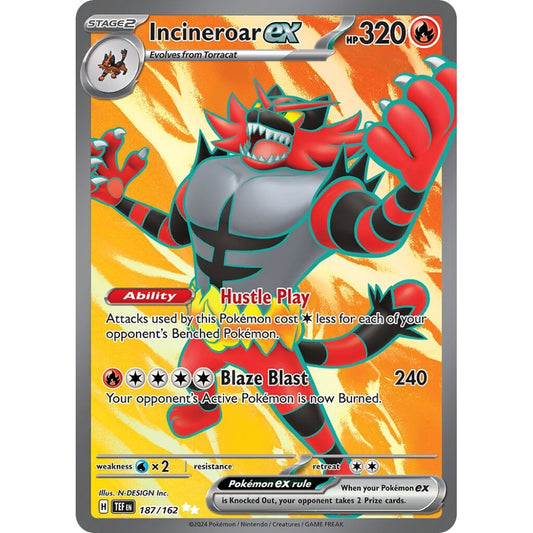 Incineroar ex Ultra Rare 187/162 Pokemon Card Game Temporal Forces