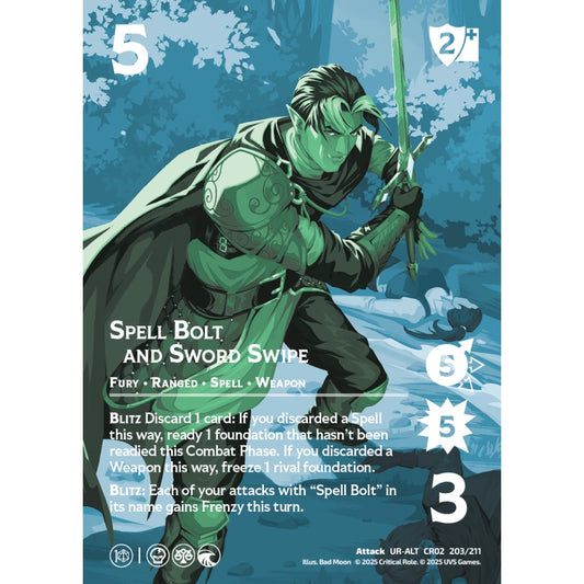 Spell Bolt and Sword Swipe, 203/211, CR02, Universus, Critical Role: Heroes Of Exandria, Attack, UR-ALT