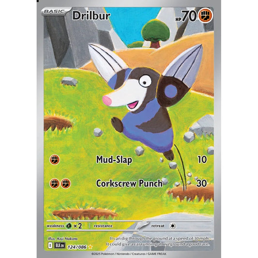 Drilbur Illustration Rare 124/086 Pokemon Card Game Black Bolt