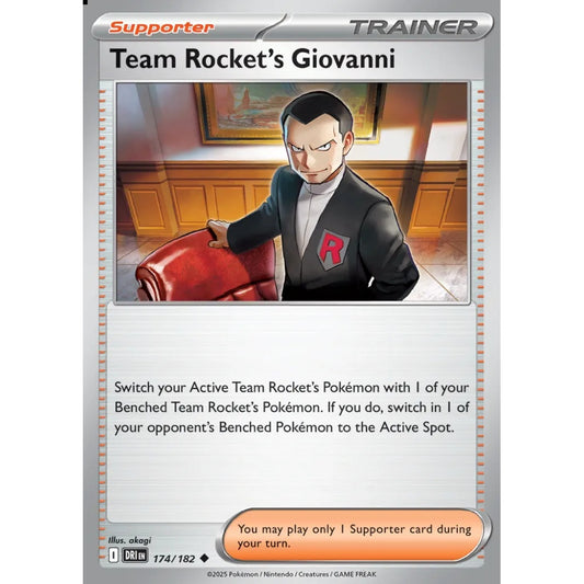 Team Rocket's Giovanni Uncommon 174/182 Pokemon Card Game Destined Rivals