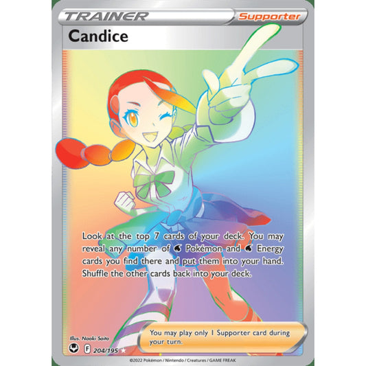 Candice Rainbow Rare 204/195 Pokemon Card Game Silver Tempest