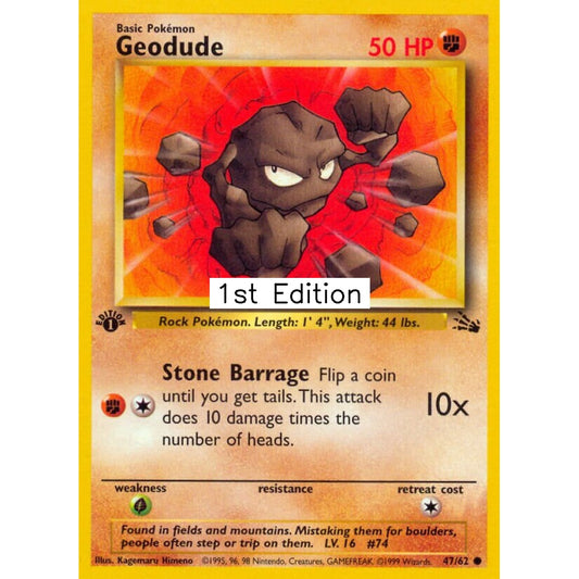 Geodude Common 47/62 Pokemon Card Game Fossil
