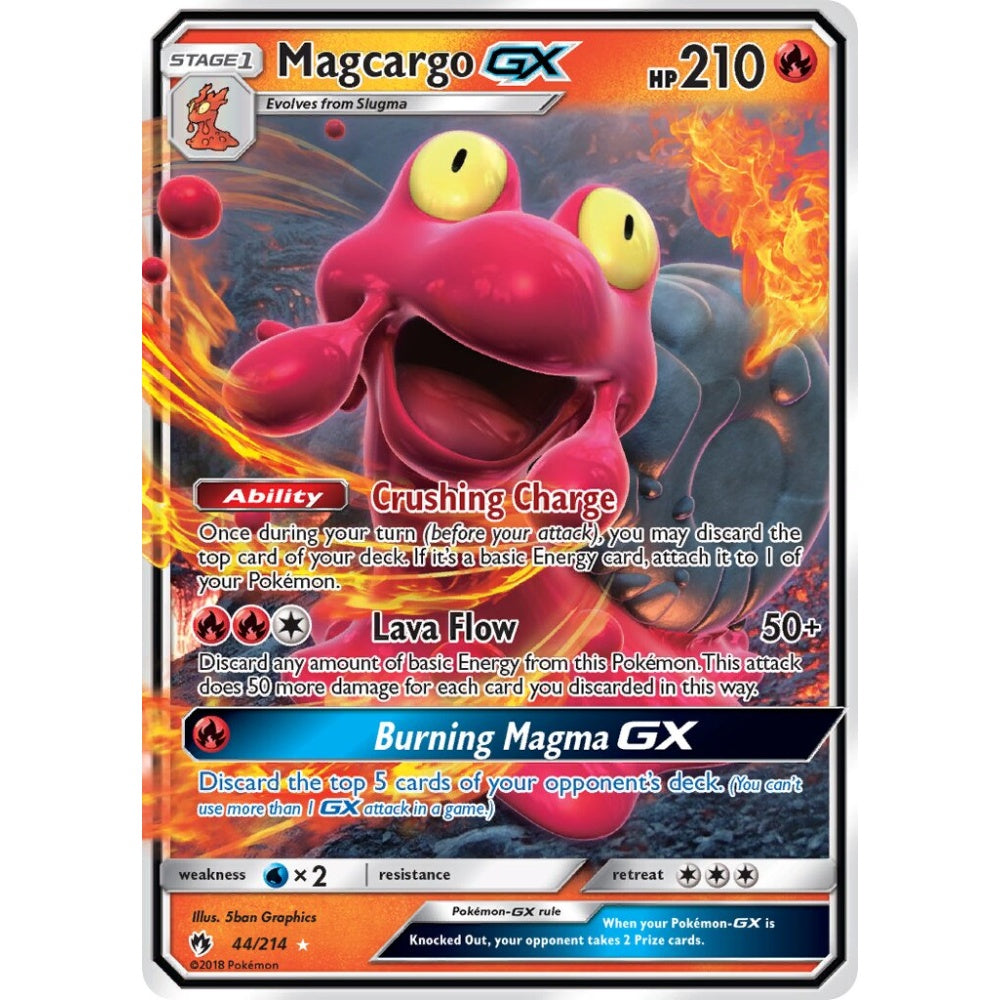 Magcargo-GX Rare Holo GX 44/214 Pokemon Card Game Lost Thunder