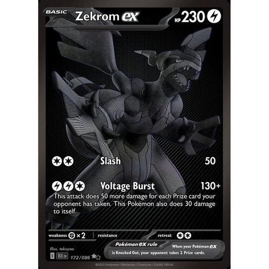 Zekrom ex Black White Rare 172/086 Pokemon Card Game Black Bolt