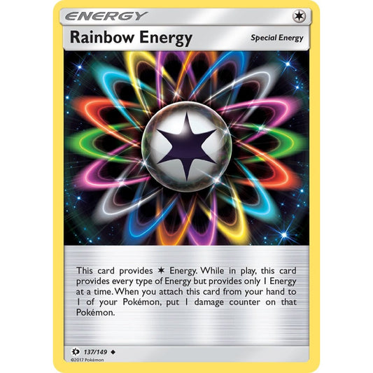 Rainbow Energy Uncommon 137/149 Pokemon Card Game Sun & Moon